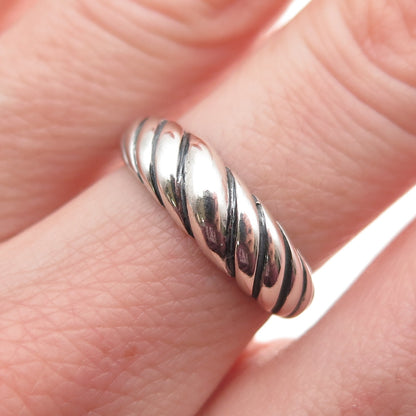 KABANA 925 Sterling Silver Vintage Modernist Ribbed Oxidized Ring Size 6.25