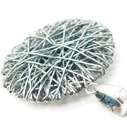 925 Sterling Silver Italy Milor Spiderweb Modernist Pendant