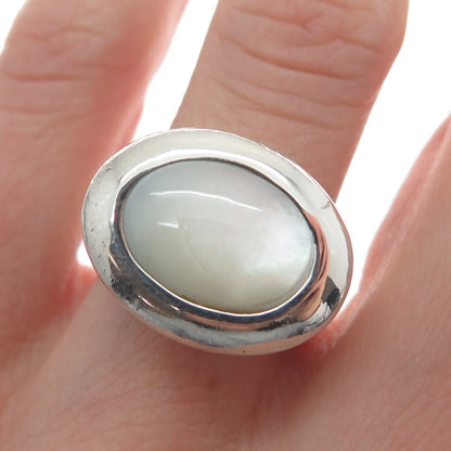 ESPO JOSEPH ESPOSITO 925 Sterling Silver Vintage Mother-of-Pearl Ring Size 5.5