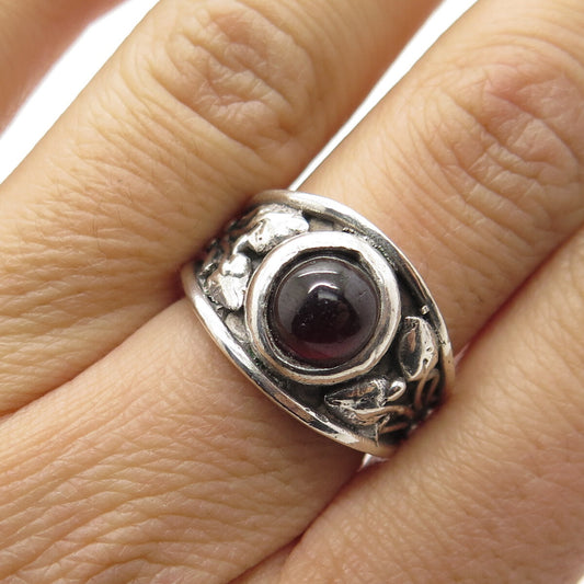 925 Sterling Silver Vintage Real Tourmaline Floral Ring Size 6.25