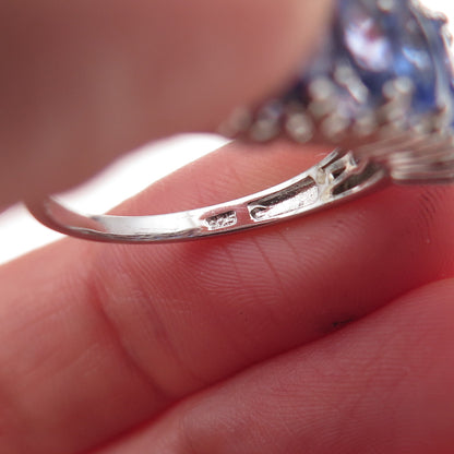 Chuck Clemency 925 Sterling Silver Real Multi-Cut Tanzanite Ring Size 8.25