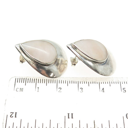 BOMA 925 Sterling Silver Vintage Real Rose Mother-of-Pearl Teardrop Earrings