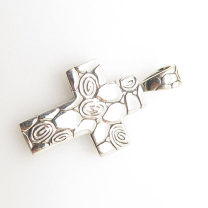 925 Sterling Silver Pebble Cross Pendant