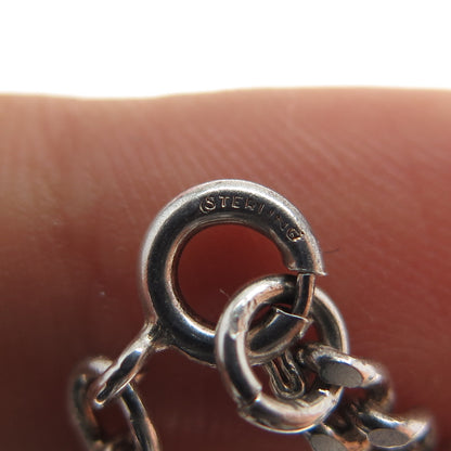 925 Sterling Silver Vintage Enamel Modernist Cuban Link ID Bracelet 6"