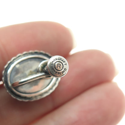 DANECRAFT 925 Sterling Silver Antique Art Deco Opalite Roped Screw Back Earrings