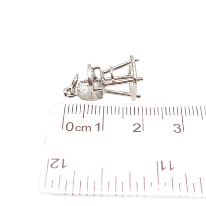 925 Sterling Silver Vintage Baby High Chair 3D Mini Charm Pendant