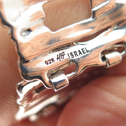 HAGIT GORALI 925 Sterling Silver Vintage Israel Modernist Panel Link Bracelet 7"