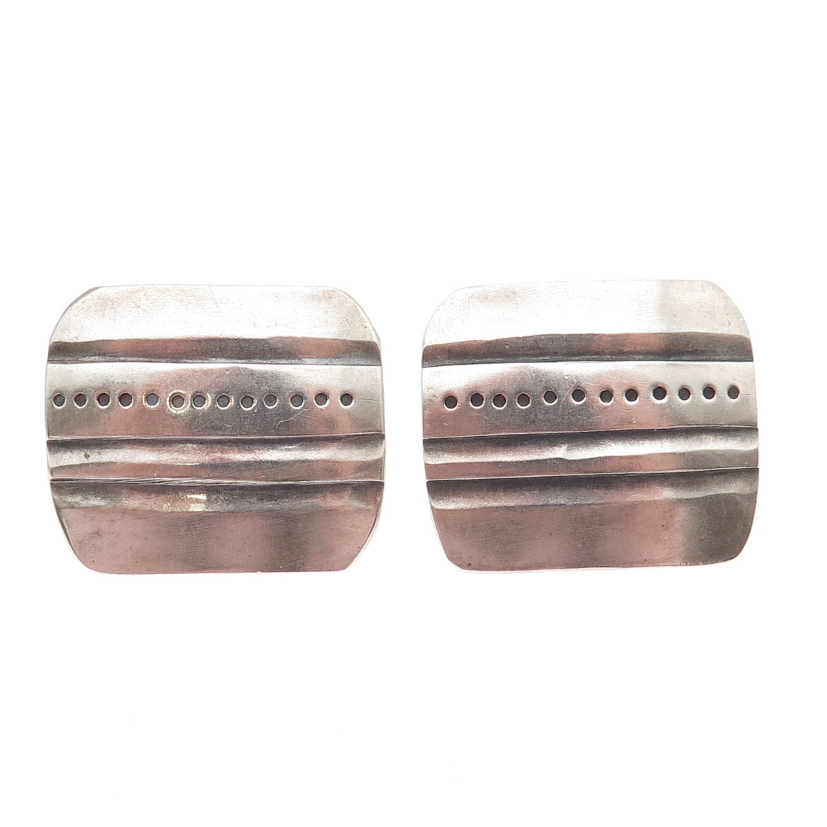 Old Pawn 925 Sterling Silver Vintage Southwestern Oxidized Tribal Earrings