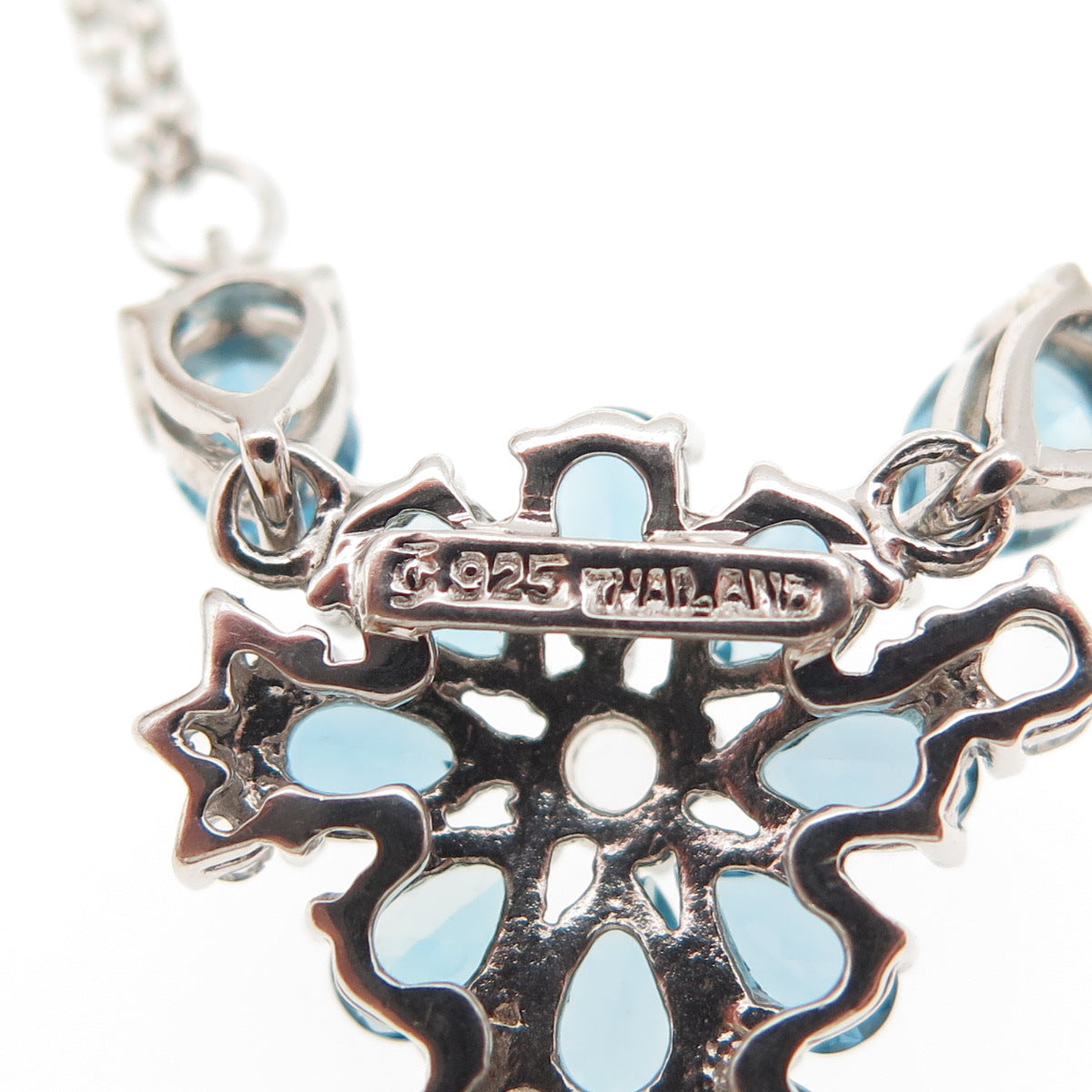 JACKSON HOLE Sterling Real Swiss Blue & White Topaz Double Chain Necklace 18"