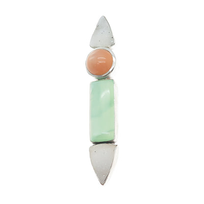 JODIE ARAGONA 925 Sterling Vintage Real Druzy & Optic Fiber Cat's Eye Pin Brooch