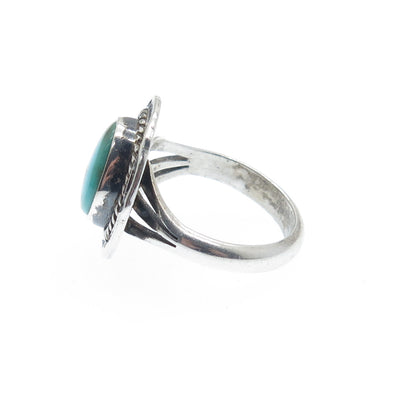 F. ARVISO Old Pawn 925 Sterling Silver Lone Mountain Turquoise Ring Size 5.25