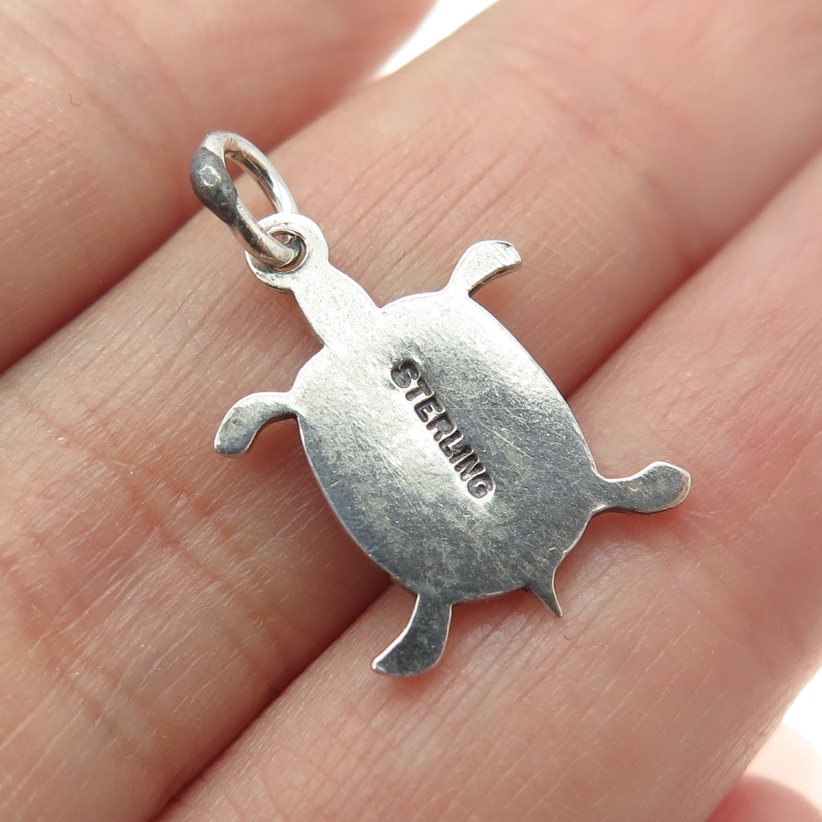 925 Sterling Silver Vintage Lucky Turtle Minimalist Charm Pendant