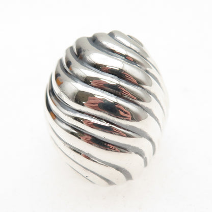 925 Sterling Silver Vintage Mexico Modernist Ribbed Oxidized Dome Ring Size 7.5