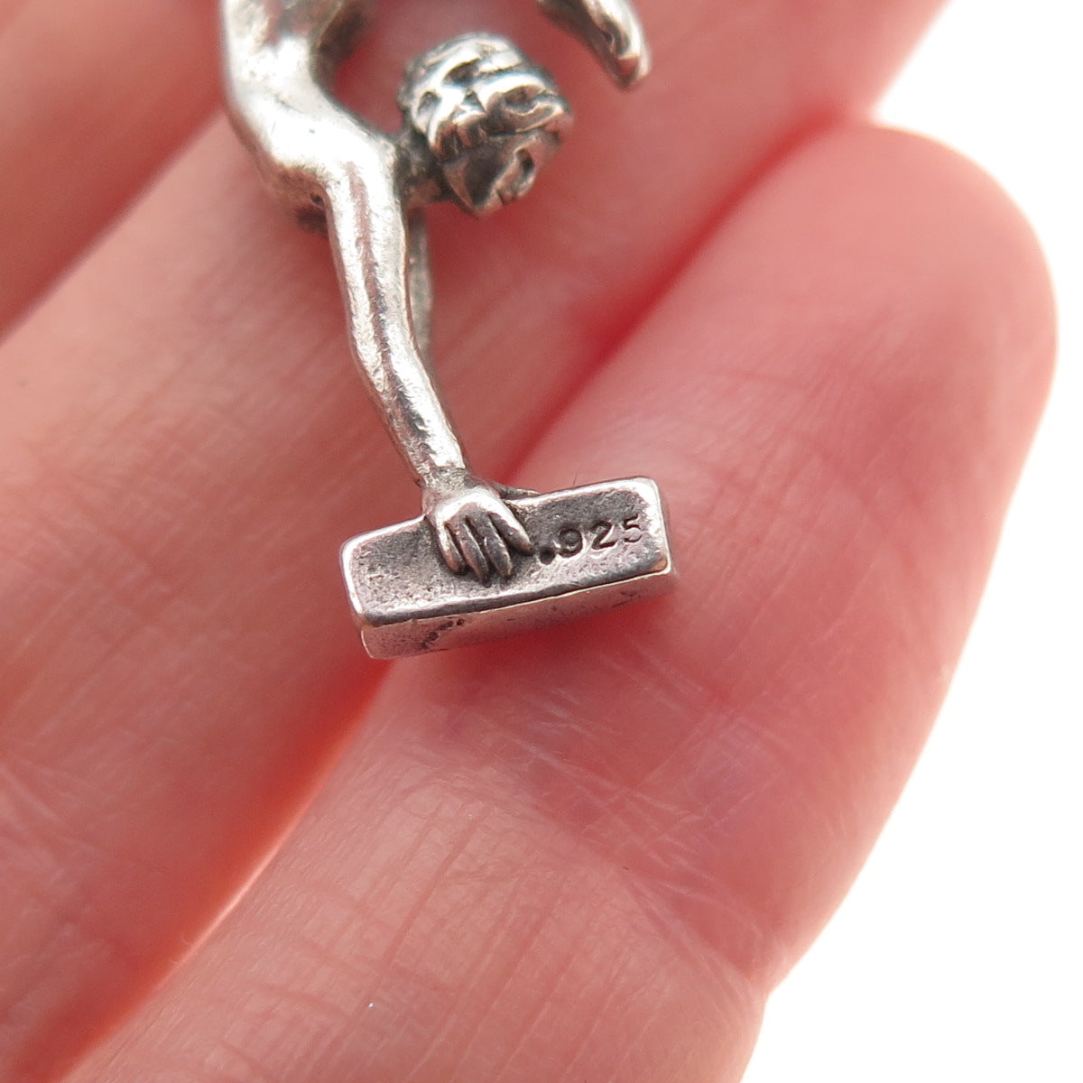 Shube 925 Sterling Silver Vintage Female Gymnast Oxidized 3D Charm Pendant