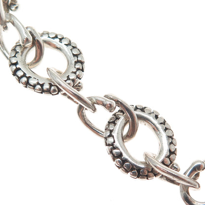 925 Sterling Silver Vintage Modernist Dotted Cable Link Bracelet 6.5"