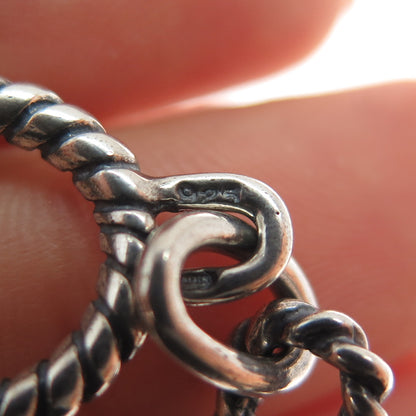 925 Sterling Silver Vintage Cable Link Oxidized Bracelet 7.25"