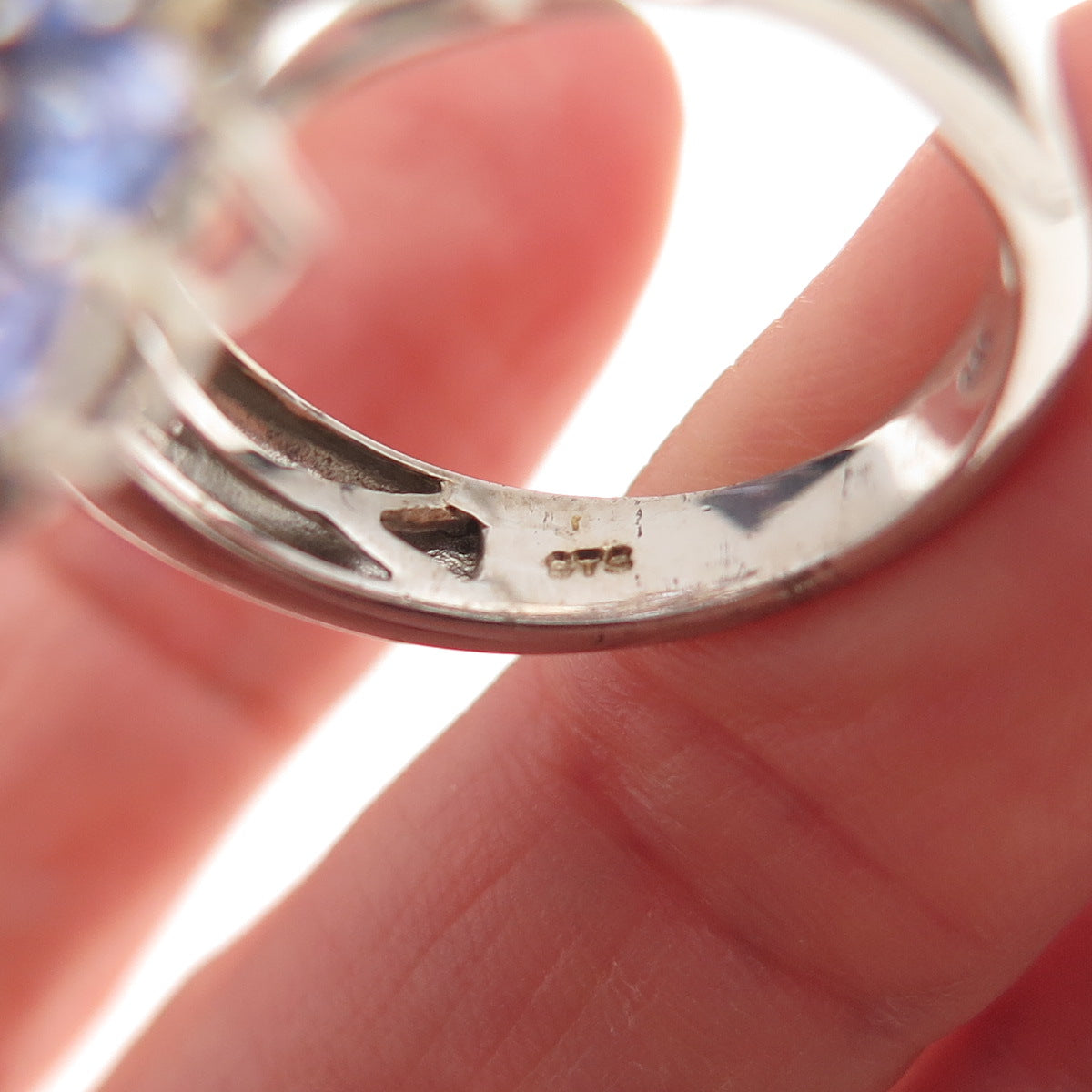 Chuck Clemency 925 Sterling Silver 2-Tone Real Tanzanite Cluster Ring Size 8.25
