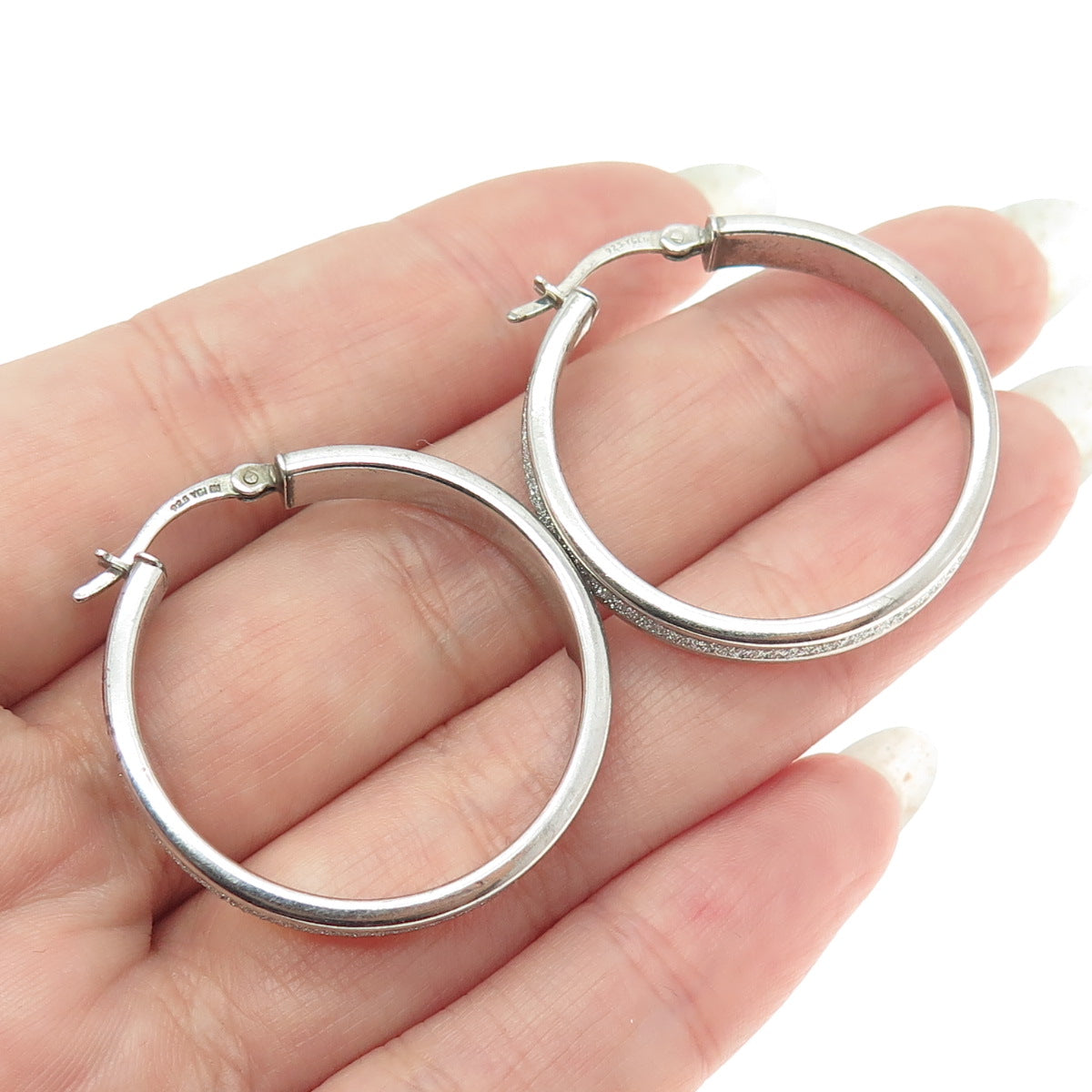 925 Sterling Silver Diamond-Illusion Hoop Earrings