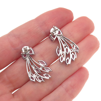 Chuck Clemency 925 Sterling Silver Real Multi-Cut Tanzanite Floral Earrings