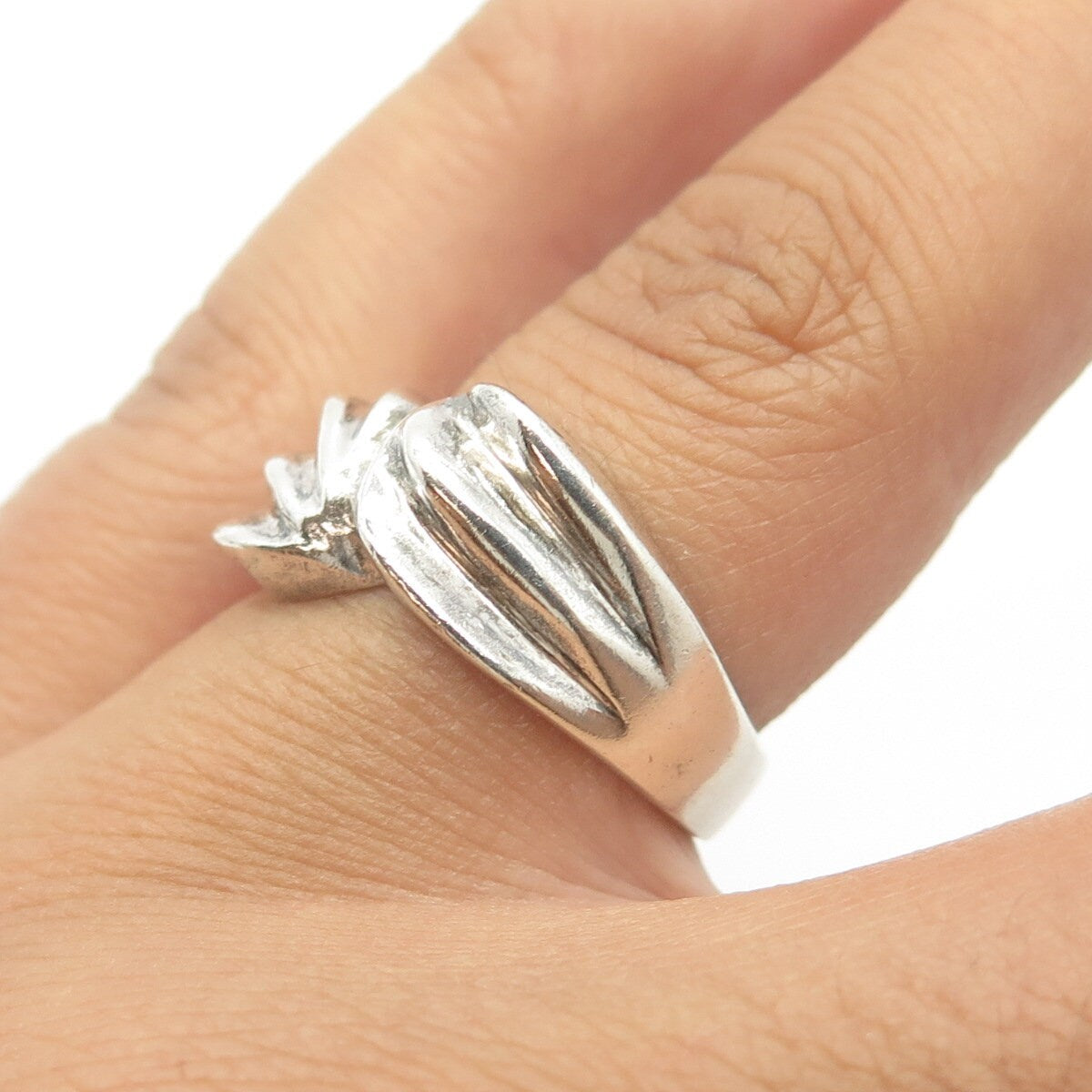 925 Sterling Silver Vintage Mexico Modernist Bypass Ring Size 6.5