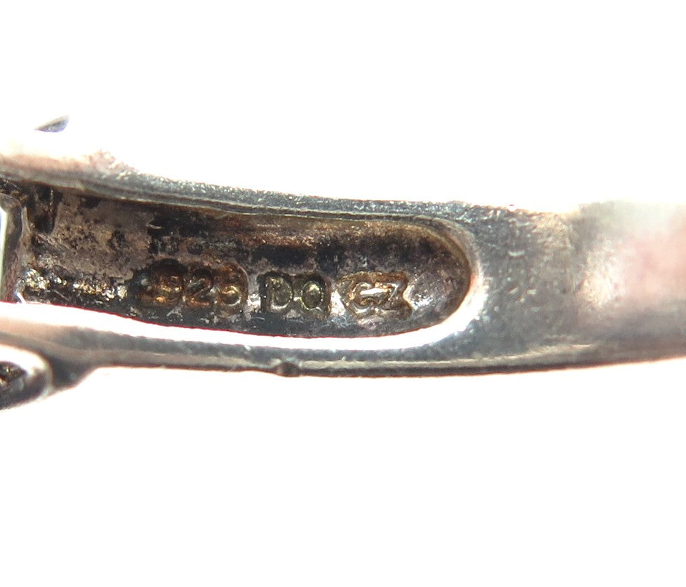 925 Sterling Silver Vintage Princess-Cut Shaped C Z Ring Size 9