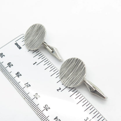 925 Sterling Silver Vintage Silversmith Striped Round Cufflinks