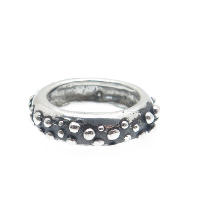 925 Sterling Silver Vintage Modernist Granulated Oxidized Band Ring Size 6.25