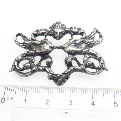 PERUZZI BOSTON 925 Sterling Silver Antique Art Deco Cherub Oxidized Pin Brooch