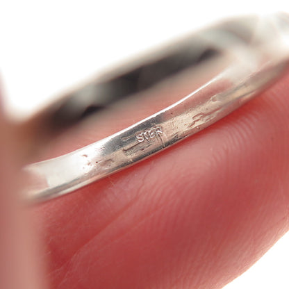 925 Sterling Silver Vintage Real White Topaz Zig Zag Band Ring Size 6