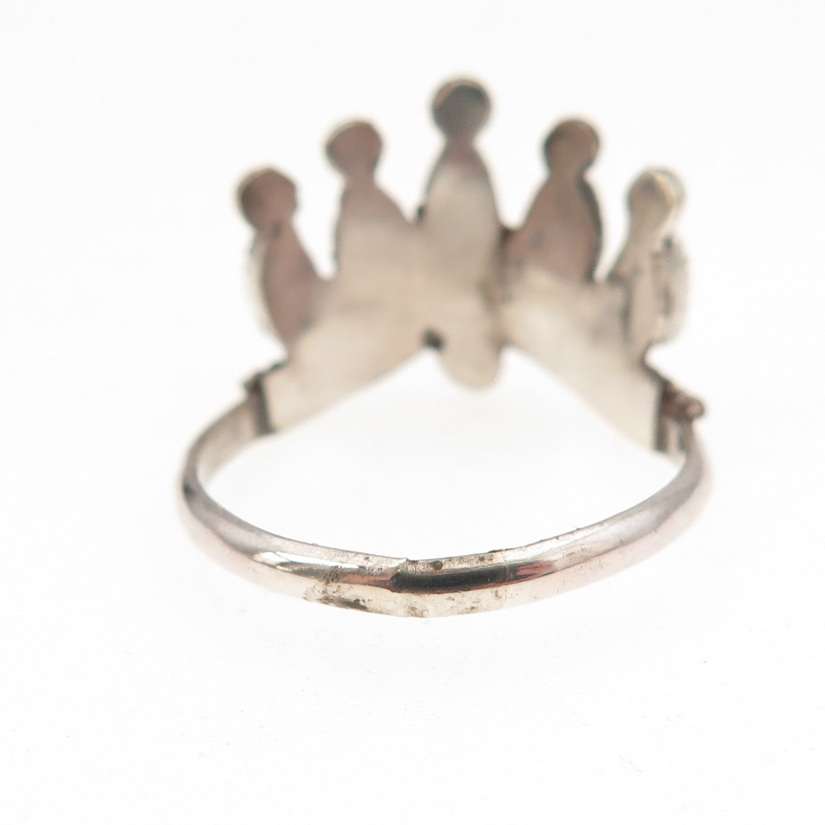 Old Pawn 925 Sterling Silver Vintage Southwestern Turquoise Crown Ring Size 7.25