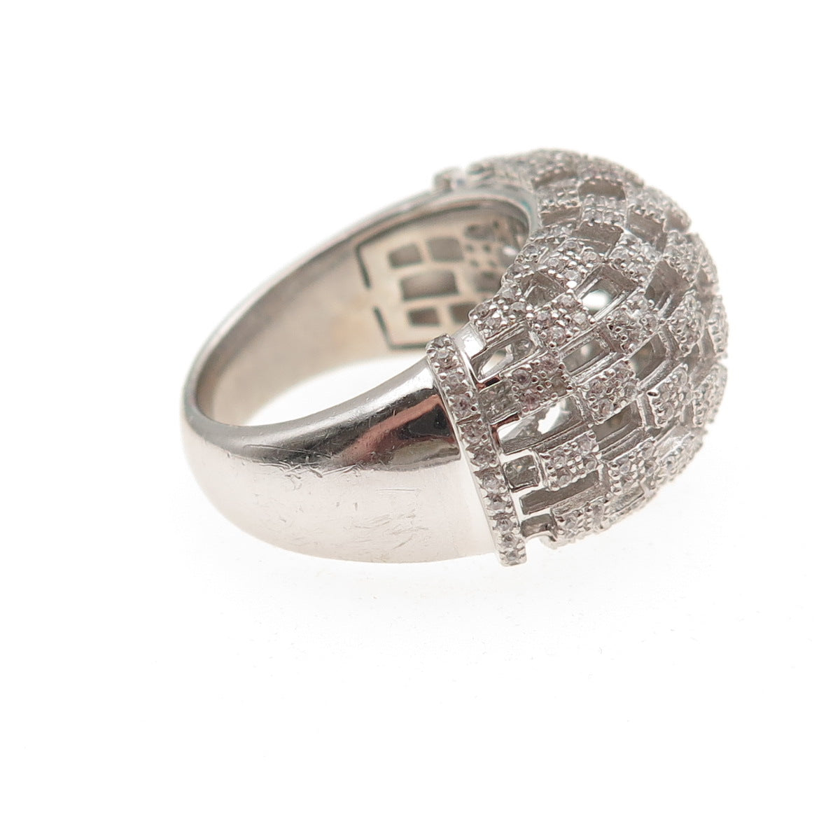 925 Sterling Silver Round-Cut C Z Dome Ring Size 7.5