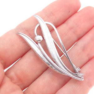 CURTIS CURTMAN 925 Sterling Silver Vintage Modenrist Floral Leaf Pin Brooch