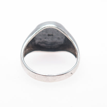 925 Sterling Silver Vintage Egyptian Eye of Ra Oxidized Signet Ring Size 8.25