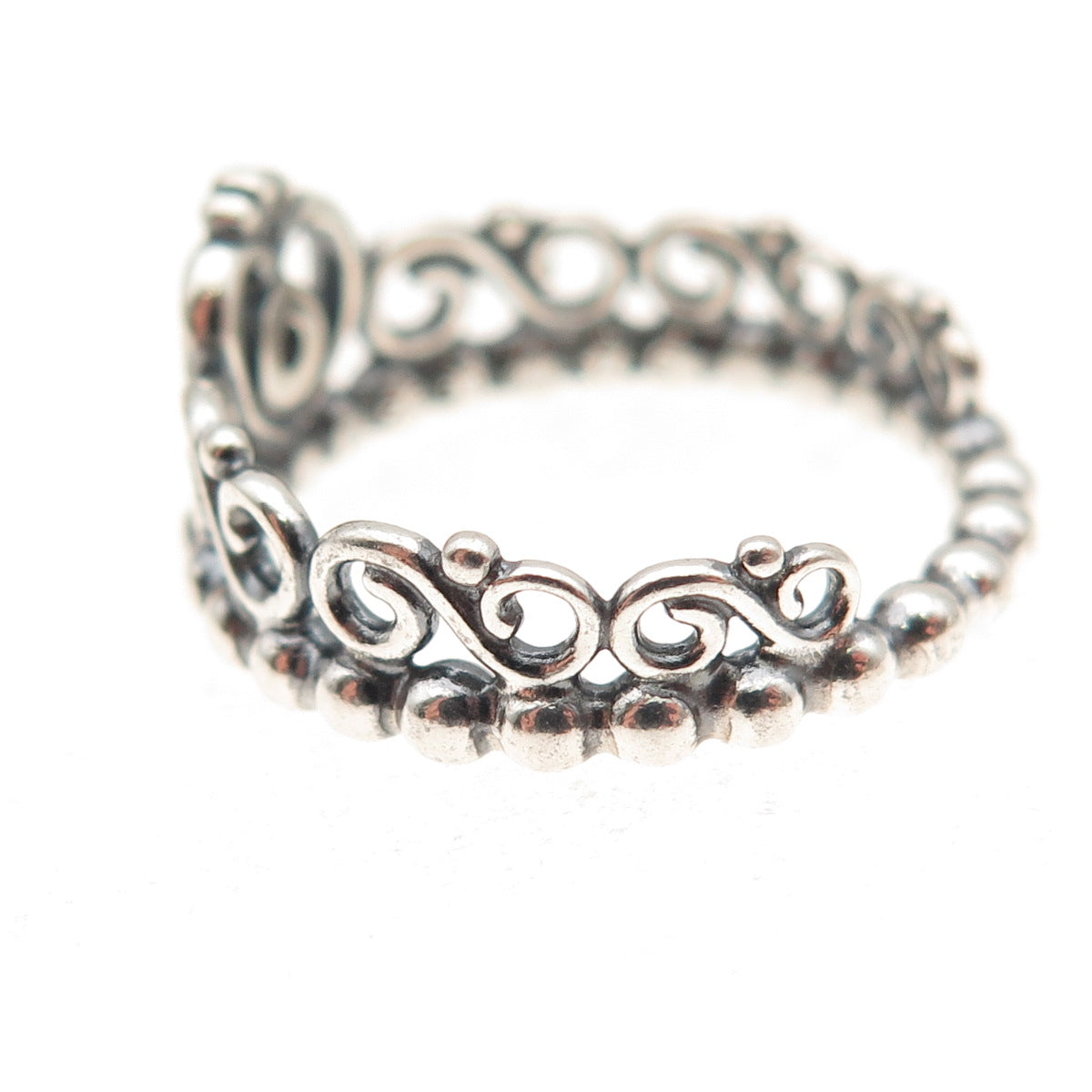 Pandora 925 Sterling Silver Round-Cut C Z Princess Tiara Ring Size 6