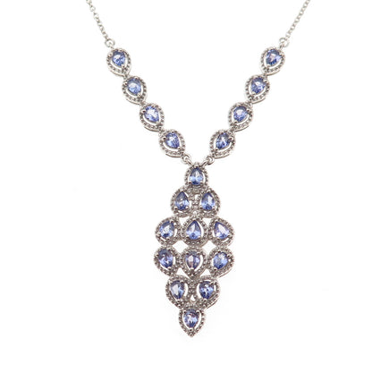 Chuck Clemency 925 Sterling Silver Real Tanzanite Cable Chain Necklace 18"