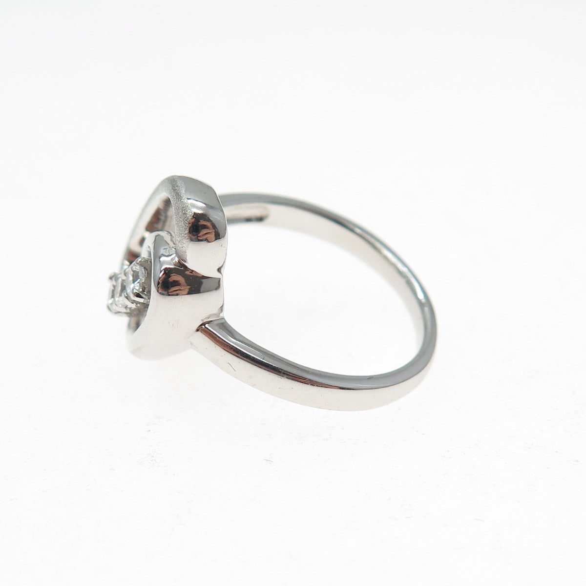 925 Sterling Silver Round-Cut C Z Interlocked Oval Circle Ring Size 7.5