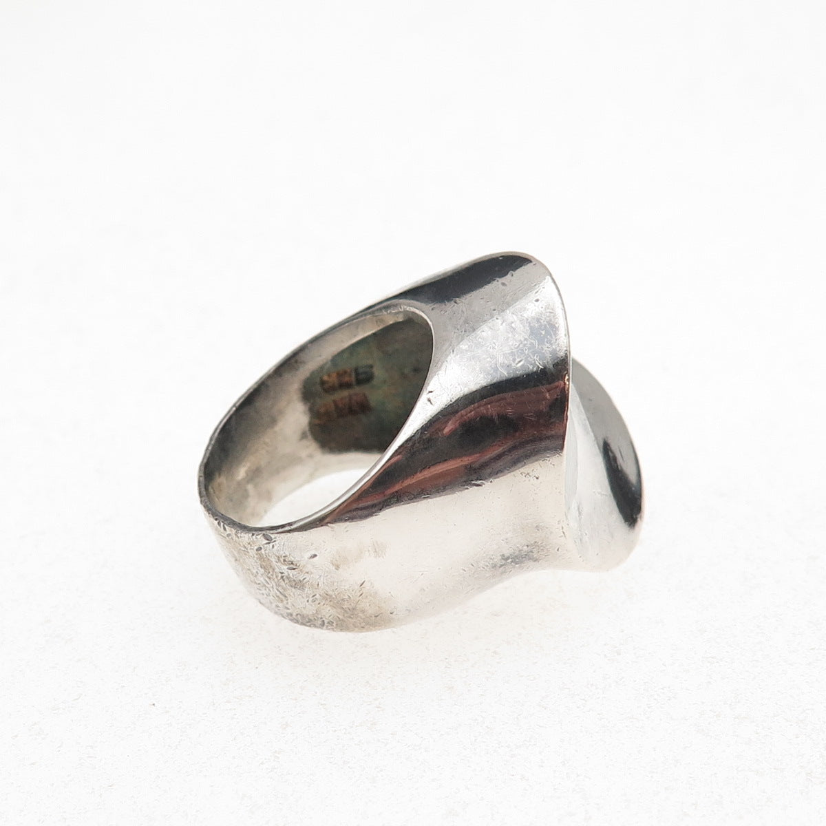 925 Sterling Silver Vintage Mexico Modernist Oxidized Ring Size 5.5