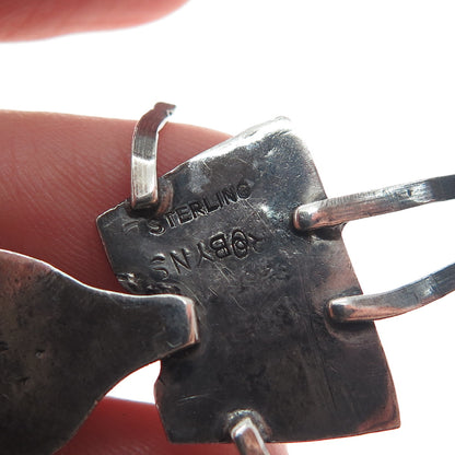 ROBYN'S 925 Sterling Vintage Children Modernist Chatelaine Oxidized Pin Brooch