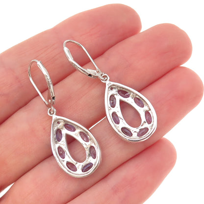 Chuck Clemency Sterling Silver Real Oval & Round-Cut Tanzanite Dangle Earrings