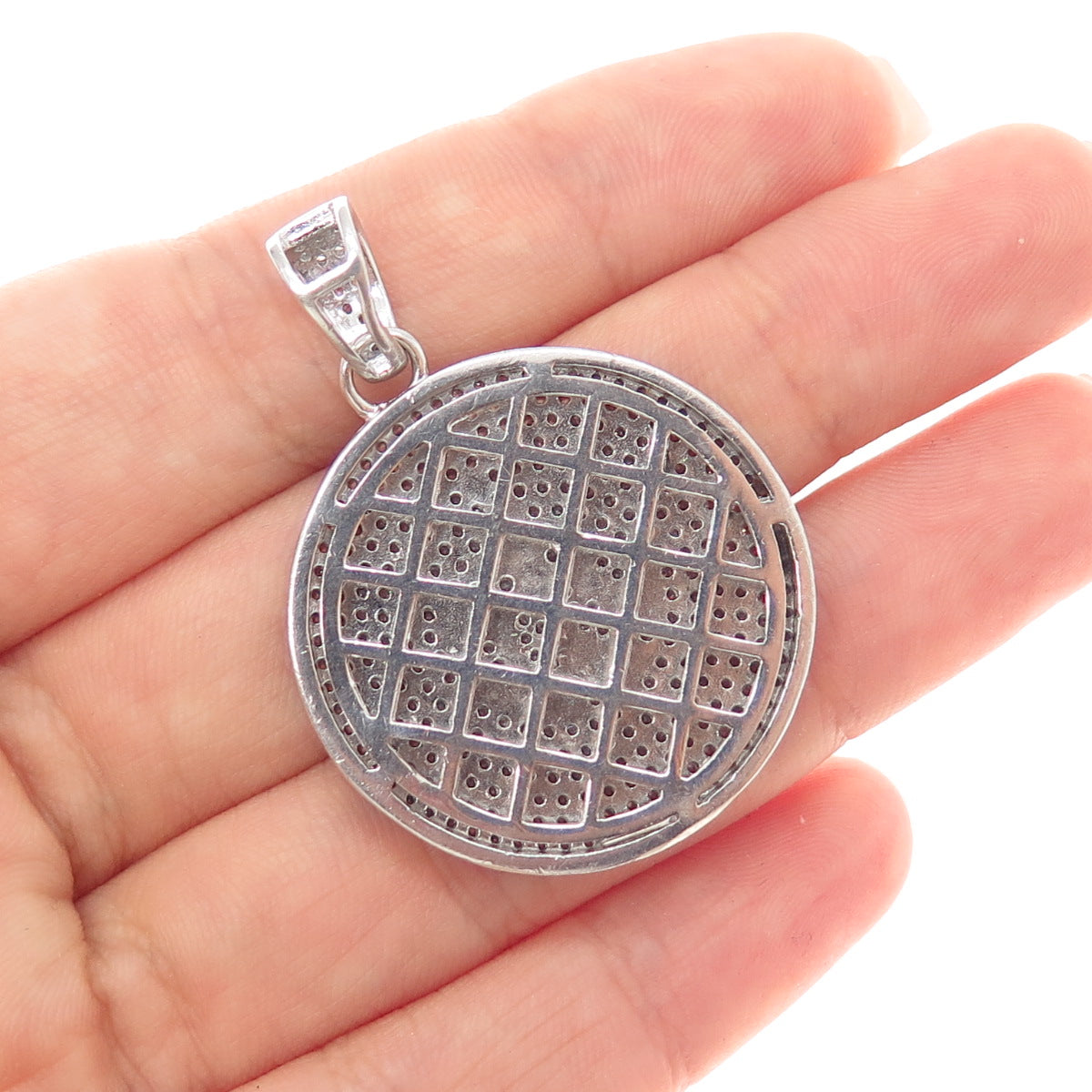 925 Sterling Silver Round-Cut C Z Allah Muslim Religious Charm Pendant