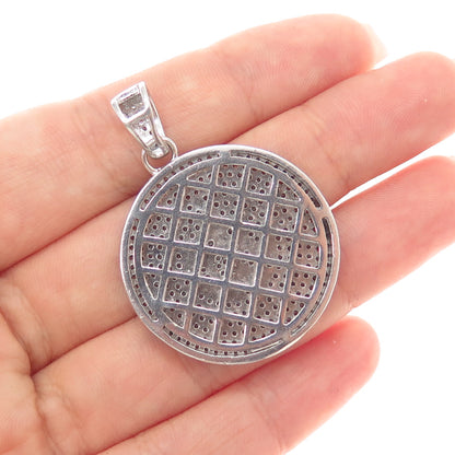 925 Sterling Silver Round-Cut C Z Allah Muslim Religious Charm Pendant