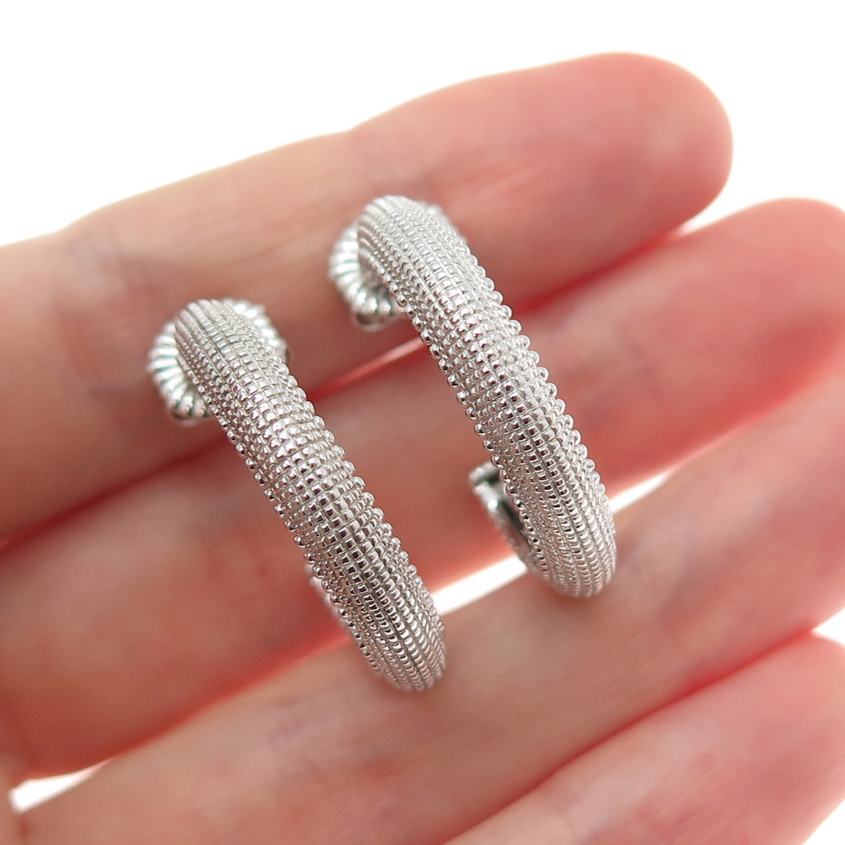 JUDITH RIPKA 925 Sterling Silver & 18K Gold Posts Vintage Hoop Earrings