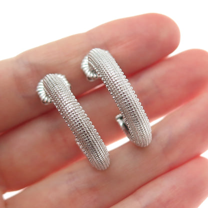 JUDITH RIPKA 925 Sterling Silver & 18K Gold Posts Vintage Hoop Earrings