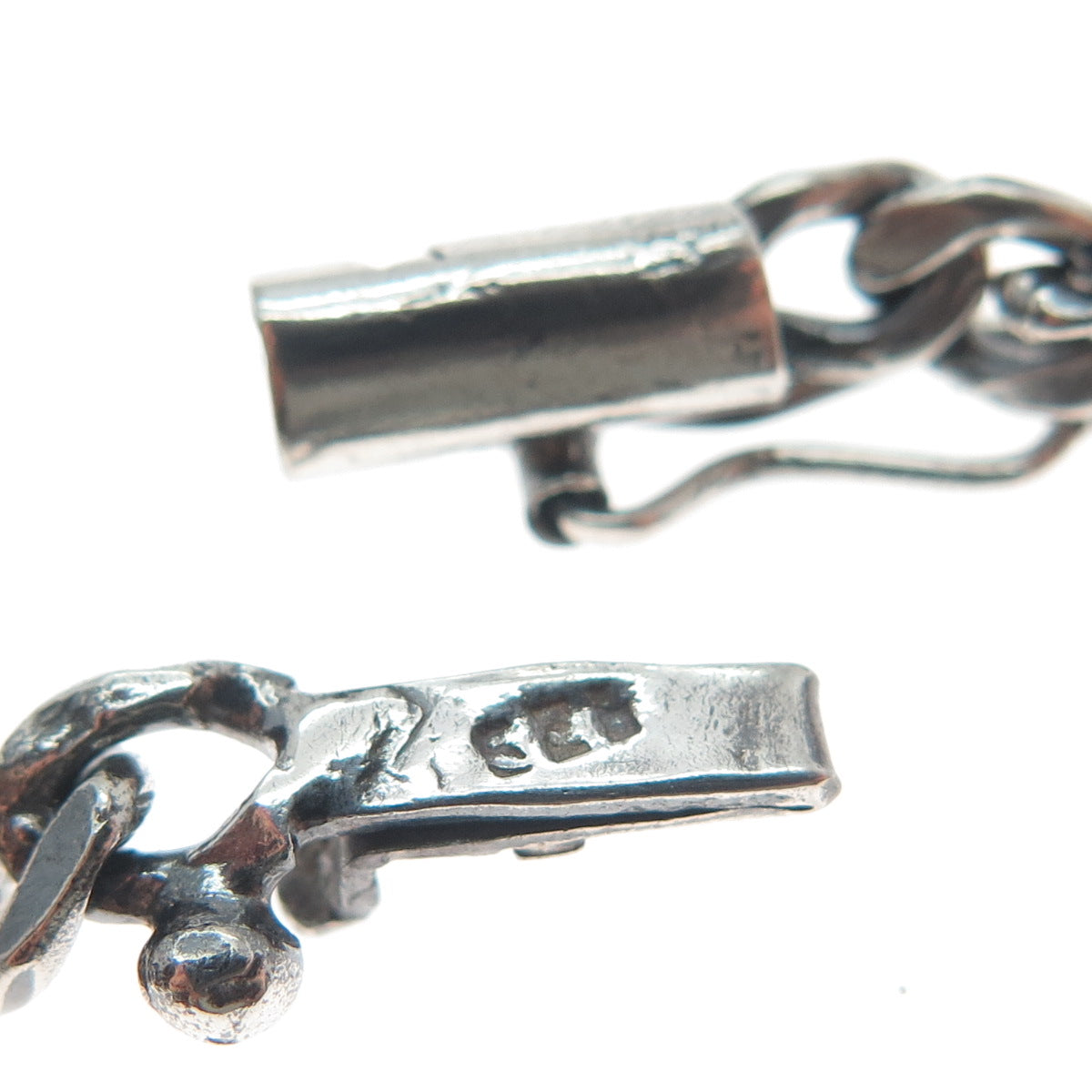 925 Sterling Silver Vintage Figaro Chain Oxidized Necklace 24"