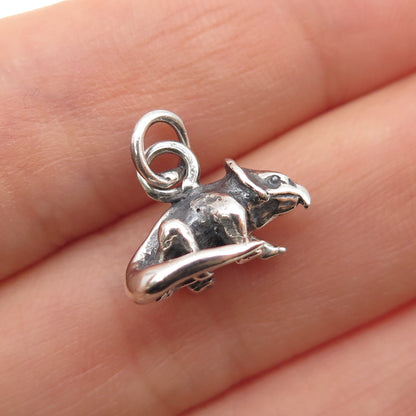 925 Sterling Silver Vintage Dinosaur Oxidized Mini 3D Charm Pendant