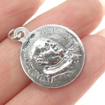 925 Sterling Silver Vintage Pope Joannes XXIII Pontifex Max. Religious Pendant