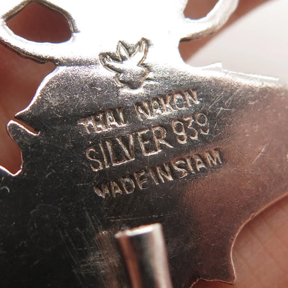 939 Silver Vintage Siam Thai Nakon Niello Hindu Goddess Pin Brooch