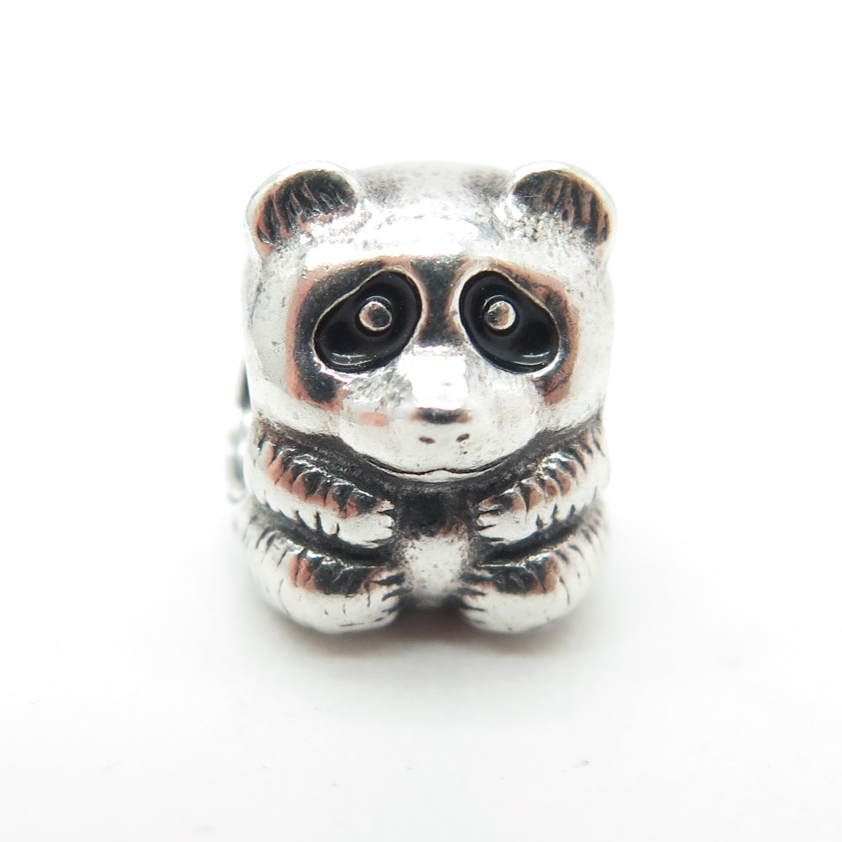 PANDORA 925 Sterling Silver Black Enamel Panda Bead Charm