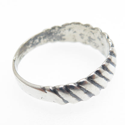 925 Sterling Silver Vintage Ribbed Oxidized Ring Size 9.25