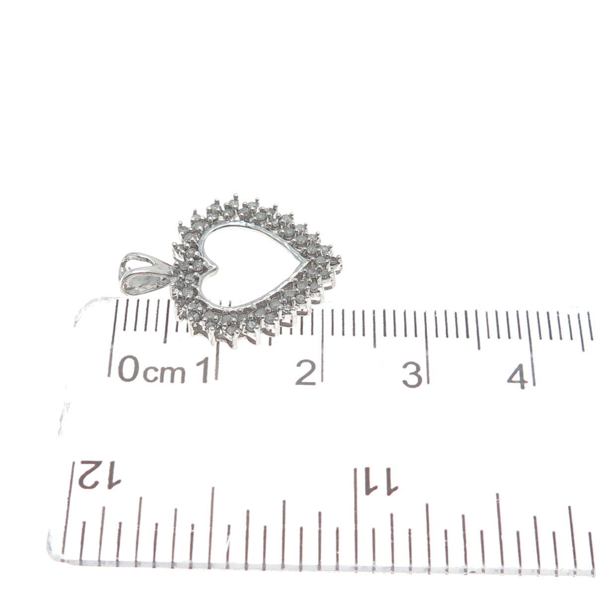 925 Sterling Silver Real Round-Cut Diamond Heart Minimalist Charm Pendant